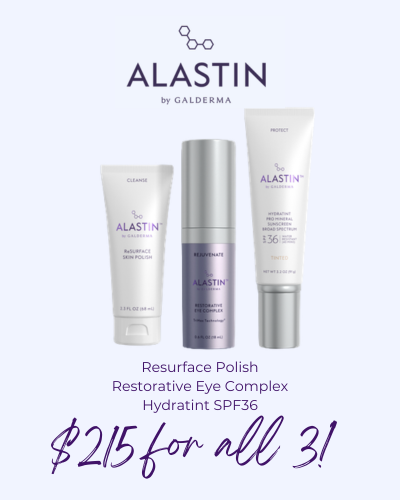 Alastin $215 for all three Resurface Polish, Restorative Eye Complex, Hydratint SPF36